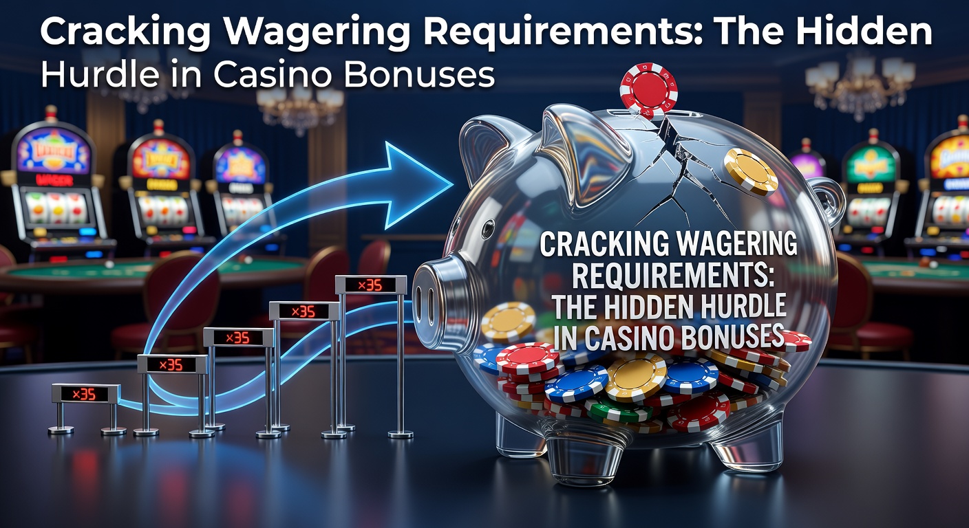 Casino bonus screen showing wagering requirements fine print with calculator overlay illustrating the math behind clearing them