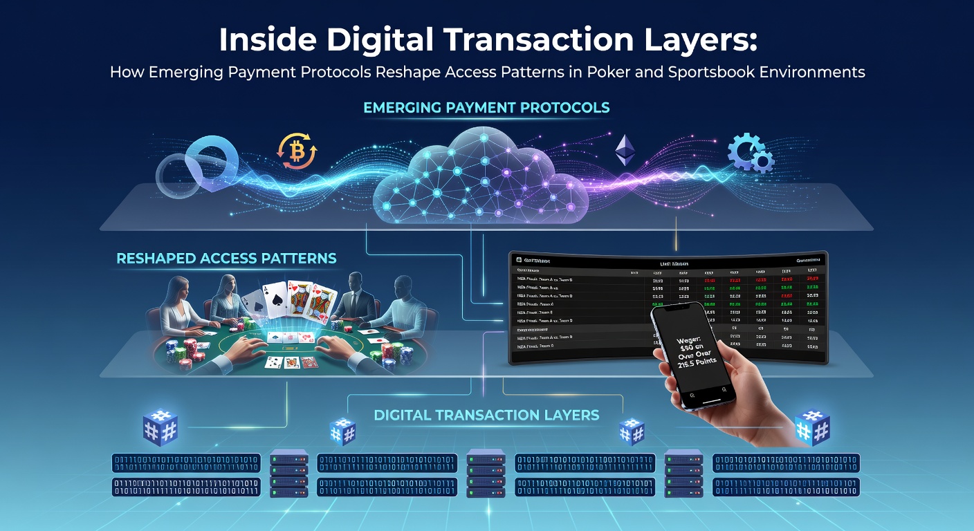 Digital transaction layers showing payment protocol flows in online poker and sportsbook platforms