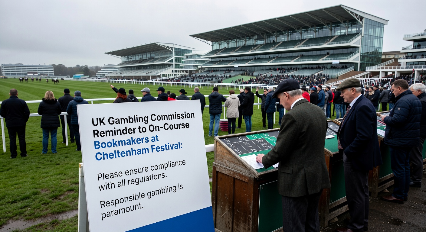 Close-up of a bookmaker's satchel overflowing with cash notes during a hectic race day, symbolizing the high-stakes cash flow at events like Cheltenham