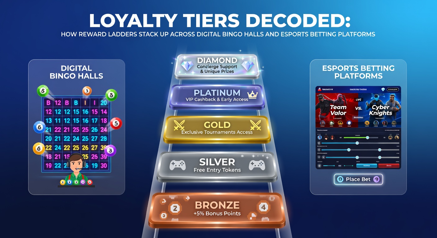 Comparison chart showing loyalty tier structures across bingo and esports platforms