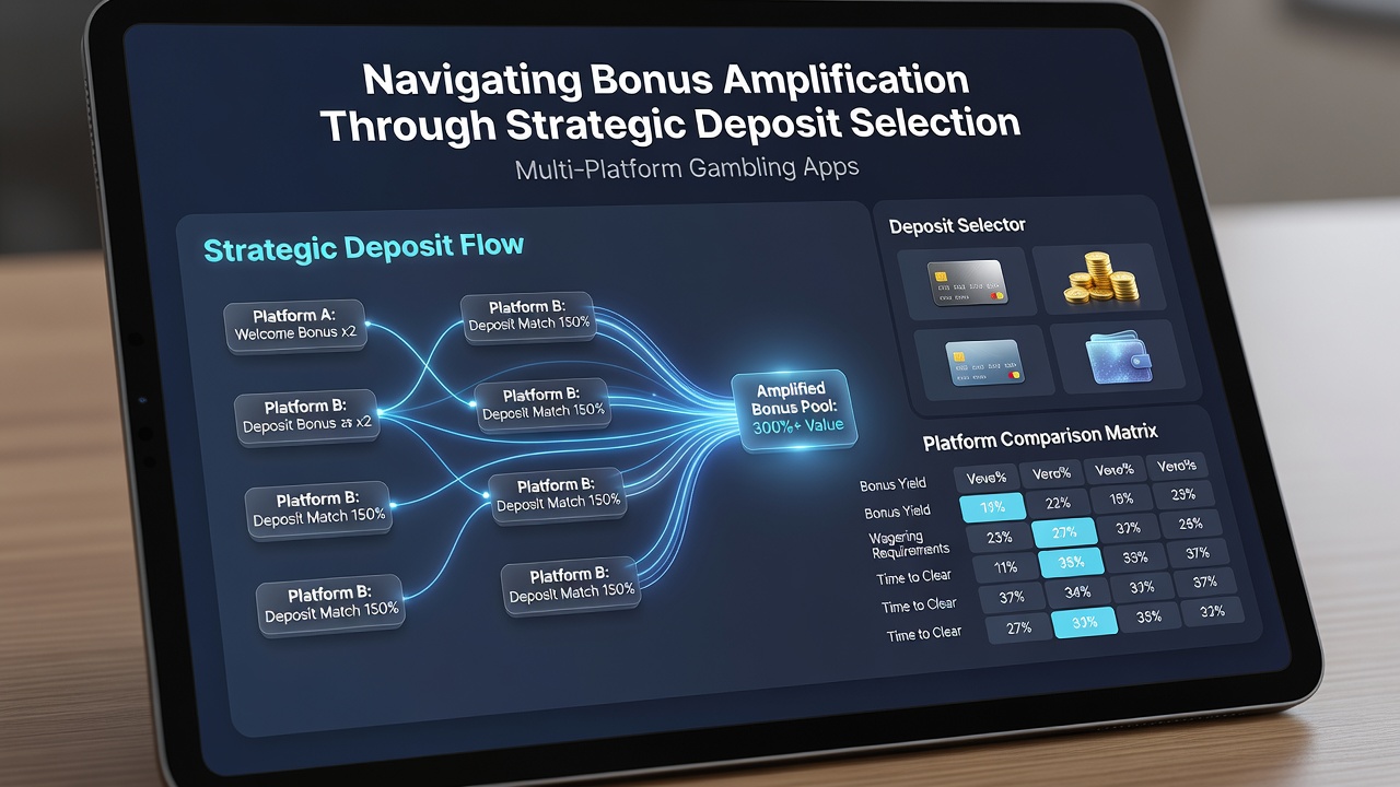 Screenshot of a multi-platform gambling app interface highlighting deposit selection and active bonus indicators