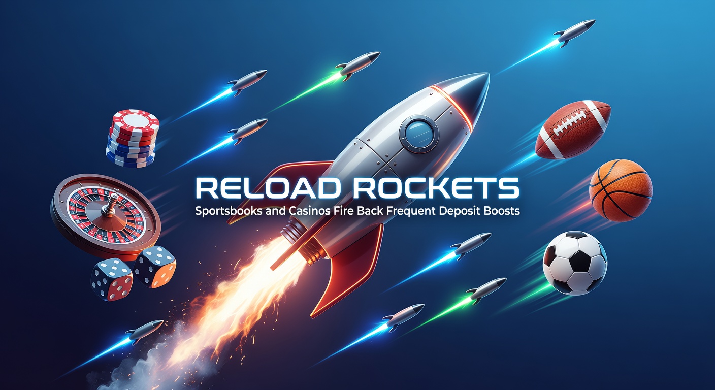 Sportsbook interface showing a reload bonus promotion with deposit boost percentages and wagering details