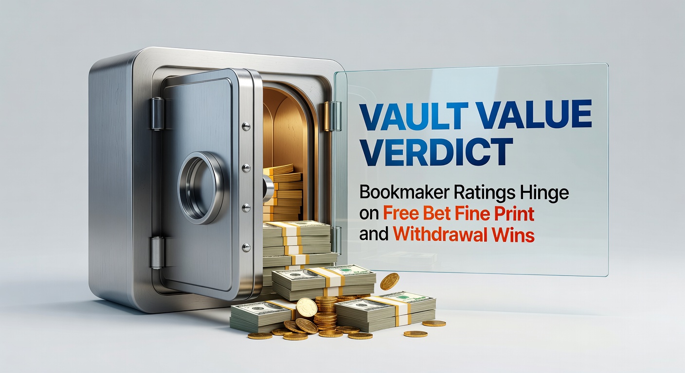 Close-up of a vault door cracking open, symbolizing the scrutiny behind bookmaker promotions and payout reliability